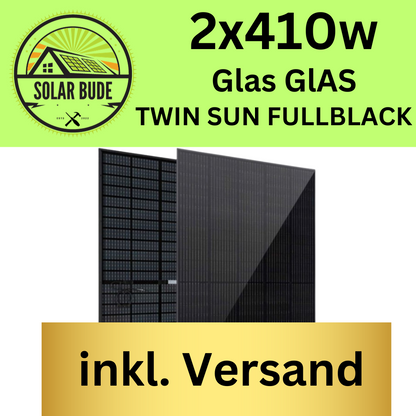 2x Solarmodul Twi Sun Glas Glas Fullblack PV Module Solarplatten 410W